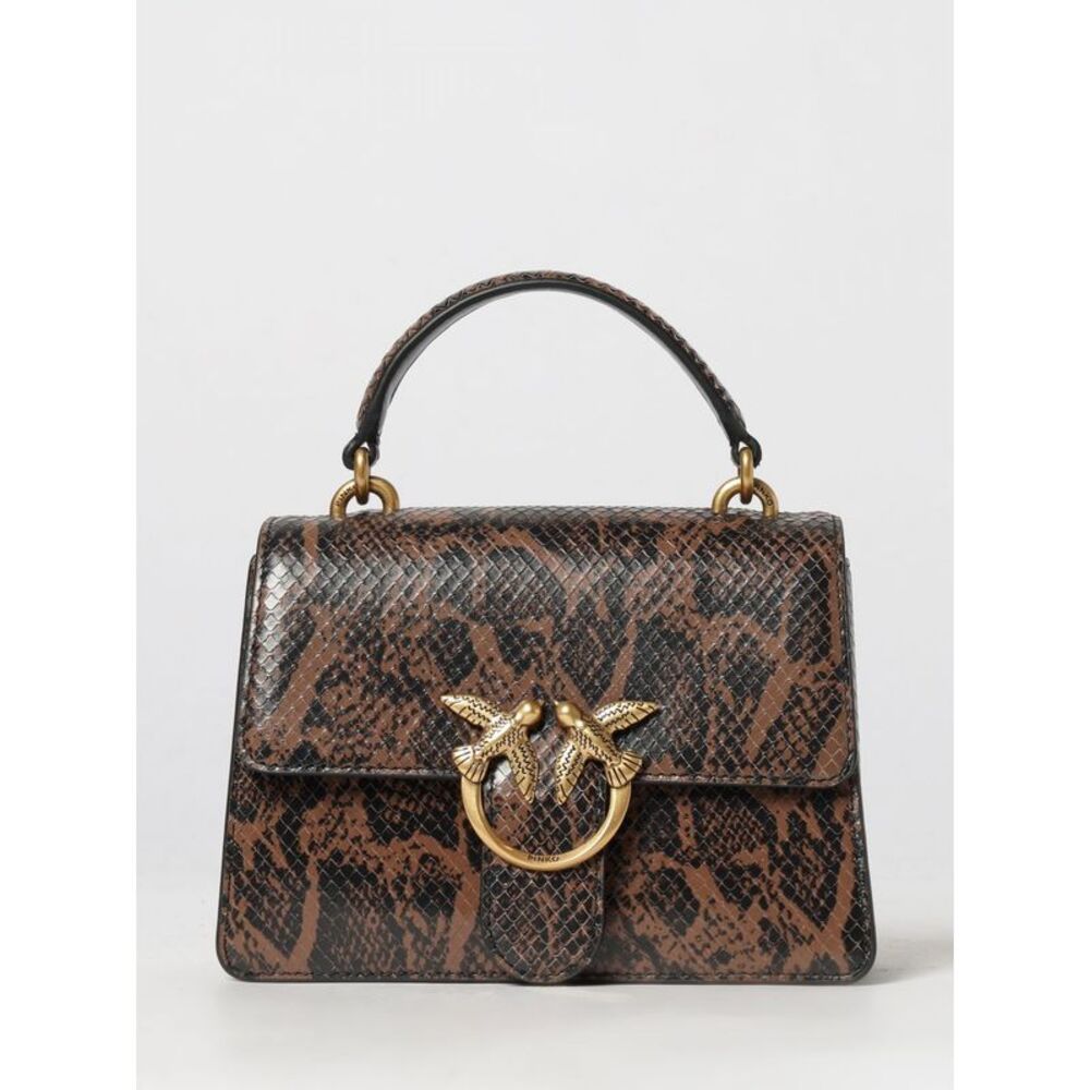 Pinko Women Pinko Love Bag One Python-Print Leather Mini Handbag With Logo